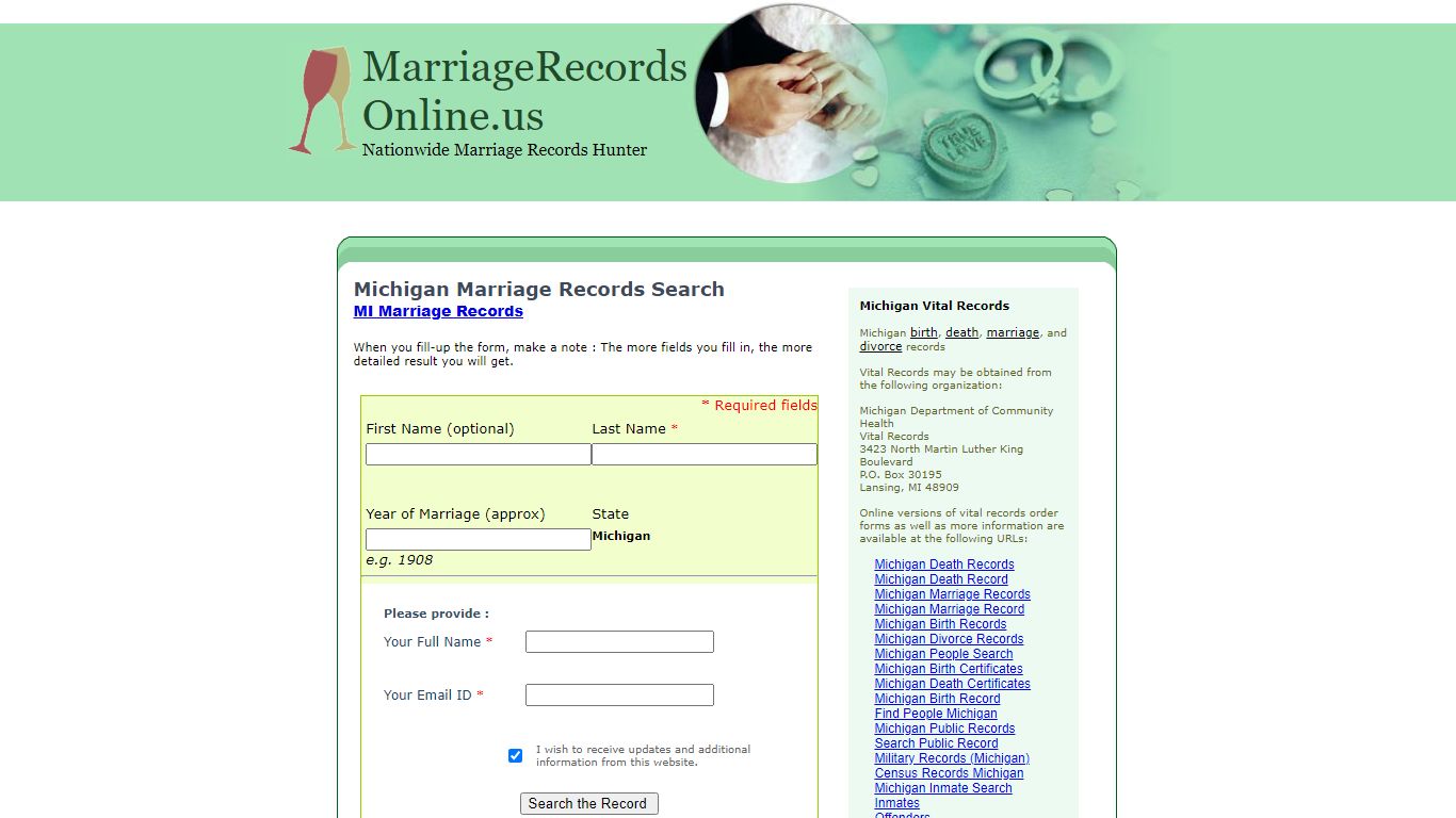 Michigan Marriage Records Search